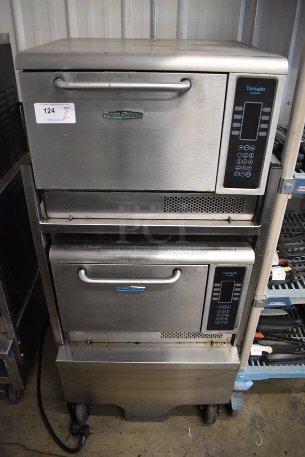2 FANTASTIC! Turbochef Model NGCD6 Tornado Stainless Steel Commercial Countertop Electric Powered Rapid Cook Ovens on Stainless Steel Commercial 2 Tier Equipment Stand w/ Commercial Casters. 208/240 Volts, 1 Phase. 30x30x60. 2 Times Your Bid! Tested and Working!