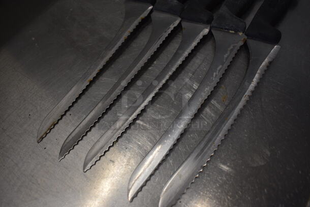 5 SHARPENED Stainless Steel Serrated Knives. Includes 14". 5 Times Your Bid! - Image 3 of 4