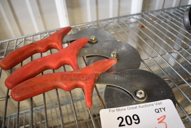 3 Metal Pizza Pie Cutters. 9.5". 3 Times Your Bid! - Image 1 of 2