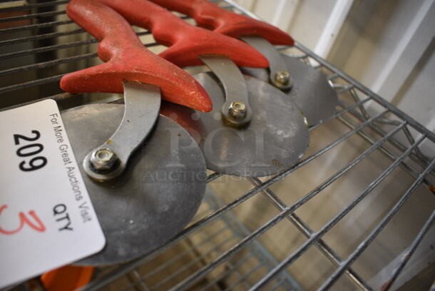 3 Metal Pizza Pie Cutters. 9.5". 3 Times Your Bid! - Image 2 of 2