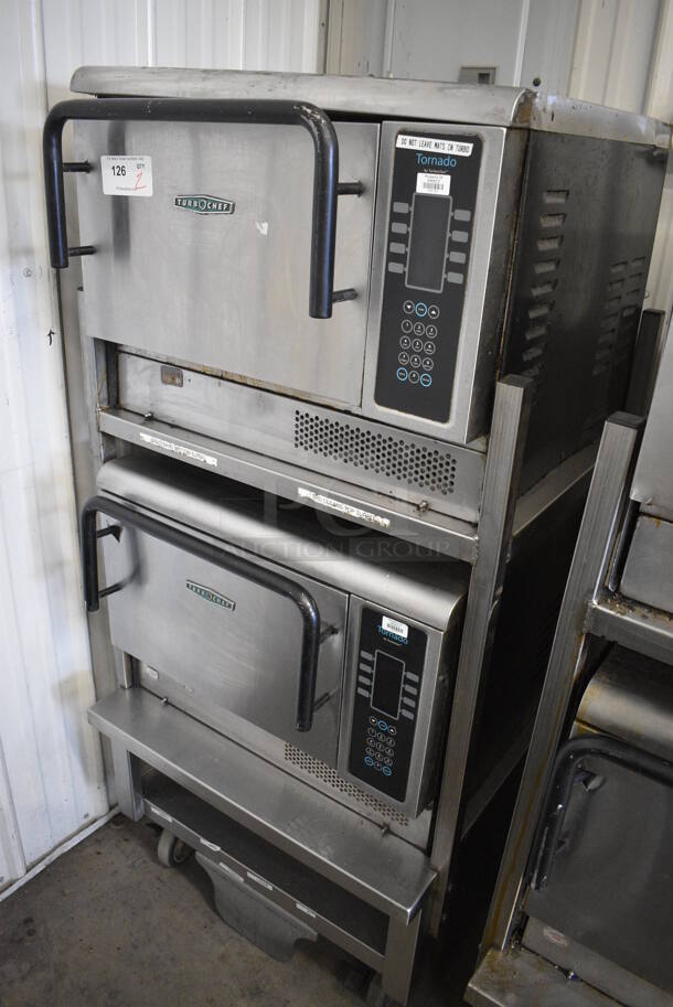2 FANTASTIC! Turbochef Model NGCD6 Tornado Stainless Steel Commercial Countertop Electric Powered Rapid Cook Ovens on Stainless Steel Commercial 2 Tier Equipment Stand w/ Commercial Casters. Top Is 2013, Bottom Is 2012. 208/240 Volts, 1 Phase. 30x30x60. 2 Times Your Bid! Tested and Working! - Image 2 of 10