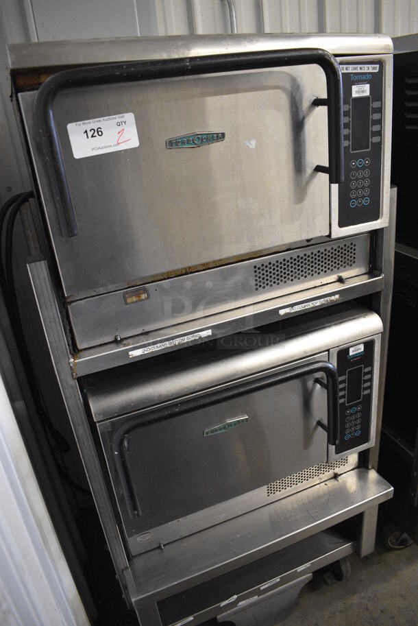 2 FANTASTIC! Turbochef Model NGCD6 Tornado Stainless Steel Commercial Countertop Electric Powered Rapid Cook Ovens on Stainless Steel Commercial 2 Tier Equipment Stand w/ Commercial Casters. Top Is 2013, Bottom Is 2012. 208/240 Volts, 1 Phase. 30x30x60. 2 Times Your Bid! Tested and Working! - Image 3 of 10