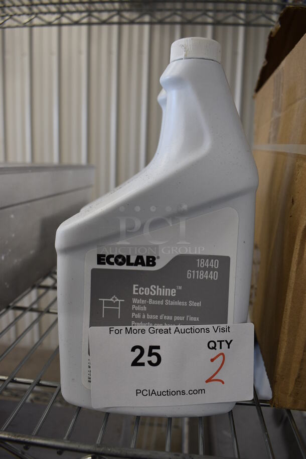 2 Ecolab EcoShine Water Based Stainless Steel Polish Bottles. 5x2x10. 2 Times Your Bid!