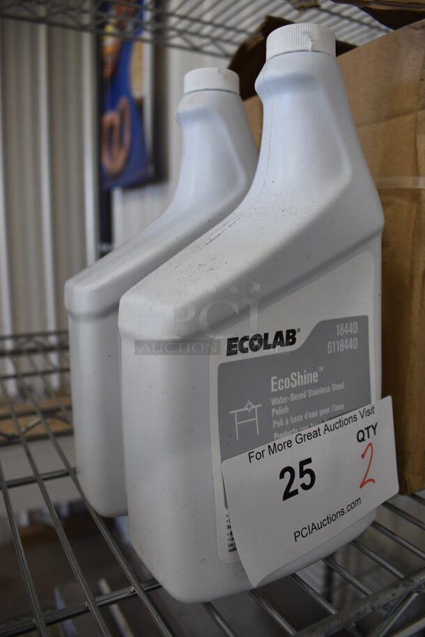 2 Ecolab EcoShine Water Based Stainless Steel Polish Bottles. 5x2x10. 2 Times Your Bid! - Image 2 of 3