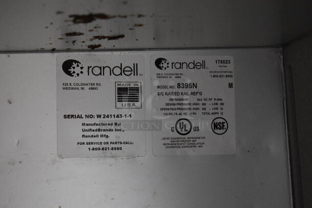 GREAT! Randell Model 8395N Stainless Steel Commercial Pizza Prep Table w/ 2 Lids and 3 Lower Doors on Commercial Casters. 115 Volts, 1 Phase. 95x34x45. Tested and Powers On But Temps at 54 Degrees - Image 10 of 10