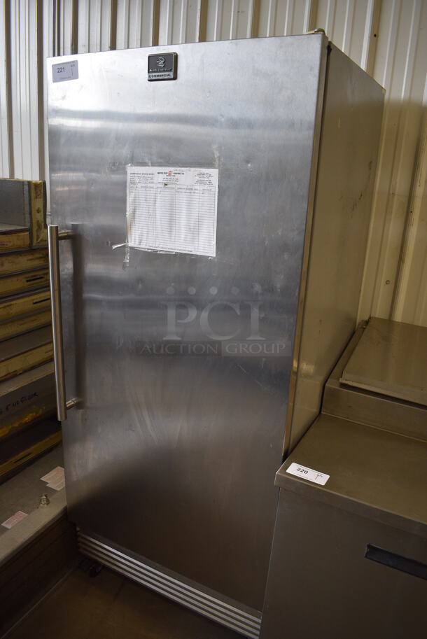 NICE! 2013 Kelvinator Model KFS220RHY2 Stainless Commercial Single Door Reach In Freezer w/ Poly Coated Racks on Commercial Casters. 115 Volts, 1 Phase. 32x28x75. Tested and Working! - Image 2 of 7