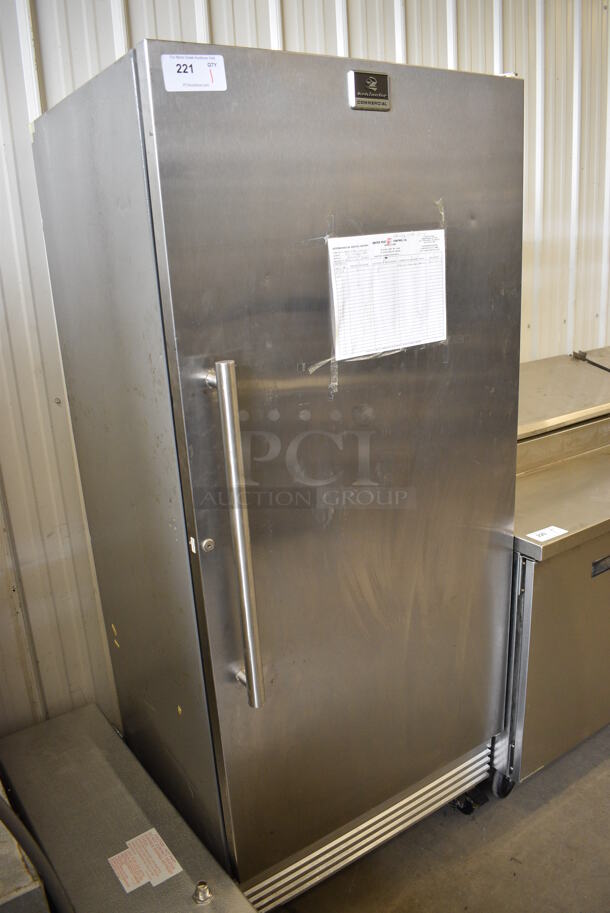 NICE! 2013 Kelvinator Model KFS220RHY2 Stainless Commercial Single Door Reach In Freezer w/ Poly Coated Racks on Commercial Casters. 115 Volts, 1 Phase. 32x28x75. Tested and Working! - Image 3 of 7