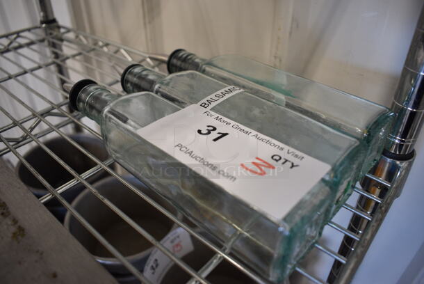 3 Glass Vinegar/Oil Bottles. 2x2x11. 3 Times Your Bid! - Image 2 of 3