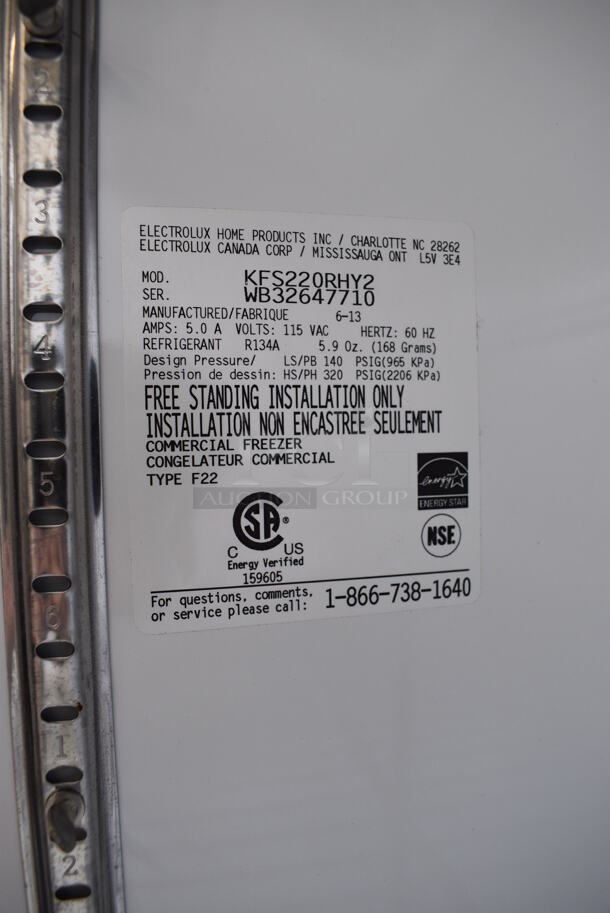 NICE! 2013 Kelvinator Model KFS220RHY2 Stainless Commercial Single Door Reach In Freezer w/ Poly Coated Racks on Commercial Casters. 115 Volts, 1 Phase. 32x28x75. Tested and Working! - Image 5 of 7