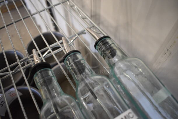 3 Glass Vinegar/Oil Bottles. 2x2x11. 3 Times Your Bid! - Image 3 of 3