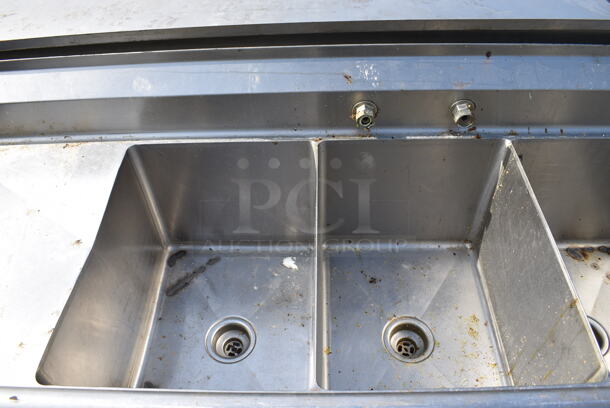 Stainless Steel Commercial 3 Bay Sink w/ Dual Drainboards. 87x27x40. Bays 16x21x13. Drainboards 18x23x2 - Image 4 of 6