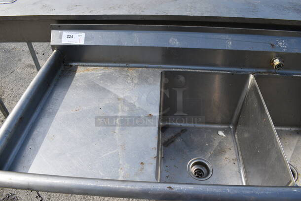 Stainless Steel Commercial 3 Bay Sink w/ Dual Drainboards. 87x27x40. Bays 16x21x13. Drainboards 18x23x2 - Image 5 of 6