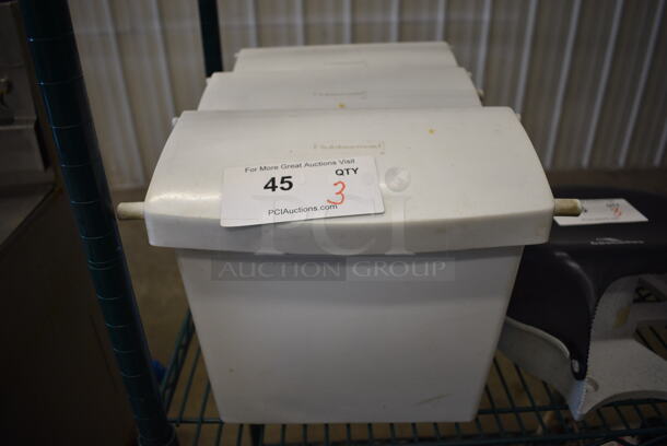 3 Rubbermaid White Poly Trash Cans. 13x5x11. 3 Times Your Bid!