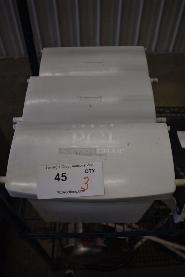 3 Rubbermaid White Poly Trash Cans. 13x5x11. 3 Times Your Bid! - Image 3 of 4