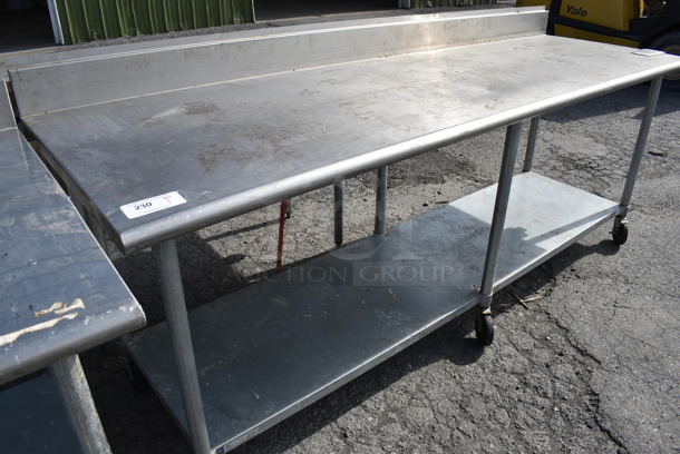 Stainless Steel Commercial Table w/ Edlund Commercial Can Opener Mount, Backsplash and Undershelf on Commercial Casters. 96x36x42 - Image 4 of 4