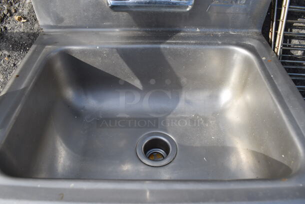 Stainless Steel Commercial Wall Mount Sink w/ Faucet and Handles. 17x15x30 - Image 2 of 4