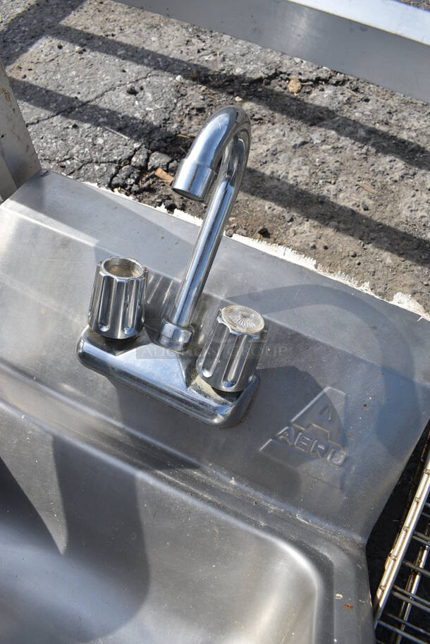 Stainless Steel Commercial Wall Mount Sink w/ Faucet and Handles. 17x15x30 - Image 3 of 4