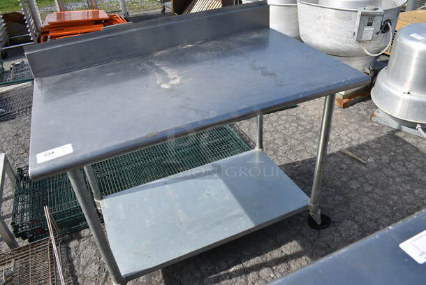 Stainless Steel Commercial Table w/ Backsplash and Undershelf on Commercial Casters. 48x30x42 - Image 2 of 4