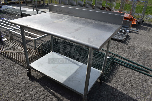 Stainless Steel Commercial Table w/ Backsplash and Undershelf on Commercial Casters. 48x30x42 - Image 3 of 4