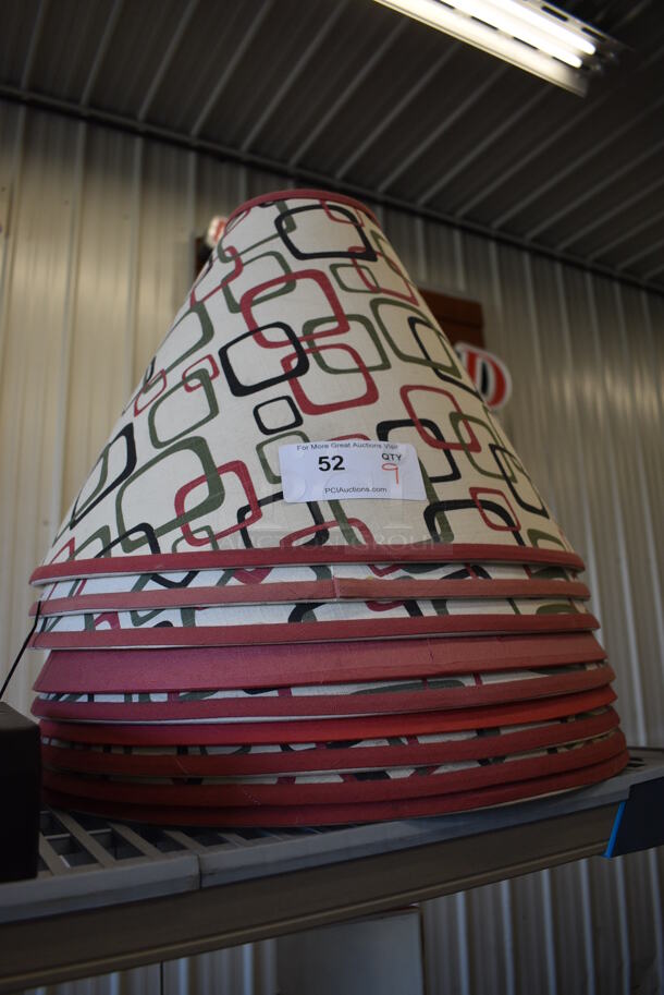 9 White Lampshades w/ Red, Black and Gray Cube Design. 19x19x6. 9 Times Your Bid! - Image 2 of 3