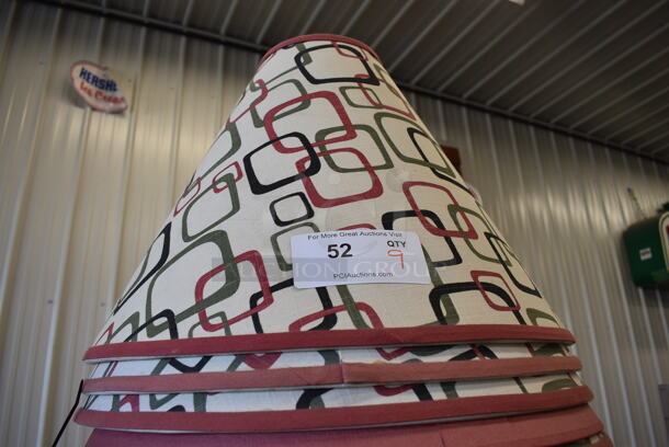 9 White Lampshades w/ Red, Black and Gray Cube Design. 19x19x6. 9 Times Your Bid! - Image 3 of 3