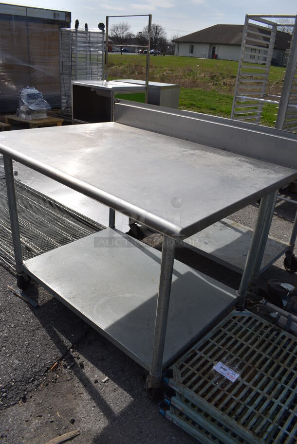 Stainless Steel Commercial Table w/ Backsplash and Undershelf on Commercial Casters. 48x30x42 - Image 2 of 5