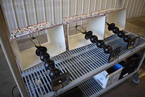 3 Countertop Lamps w/ Cubic Design Lampshades. 19x12x25. 3 Times Your Bid! - Image 1 of 3