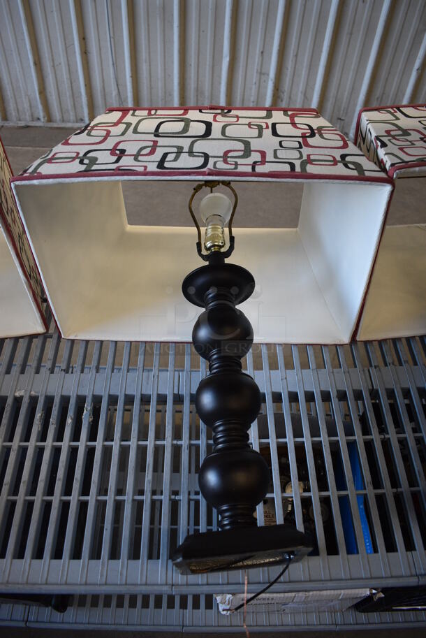 3 Countertop Lamps w/ Cubic Design Lampshades. 19x12x25. 3 Times Your Bid! - Image 2 of 3