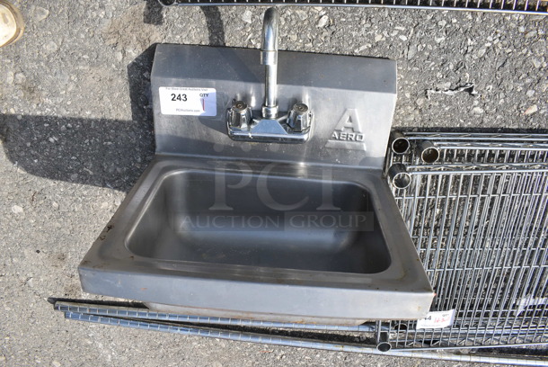 Stainless Steel Commercial Wall Mount Single Bay Sink w/ Faucet and Handles. 17x16x24 - Image 2 of 5