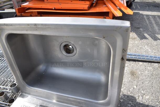 Stainless Steel Commercial Wall Mount Single Bay Sink w/ Faucet and Handles. 17x16x24 - Image 4 of 5