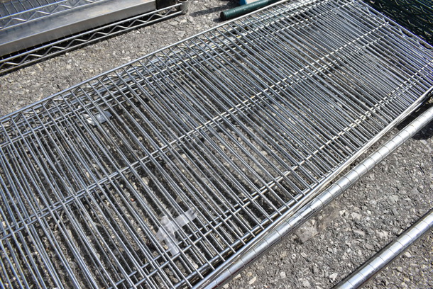 ALL ONE MONEY! Lot of 3 Chrome Finish Metro Style Shelves w/ 2 Poles on Commercial Casters. 48x18x1.5, 80" - Image 2 of 3