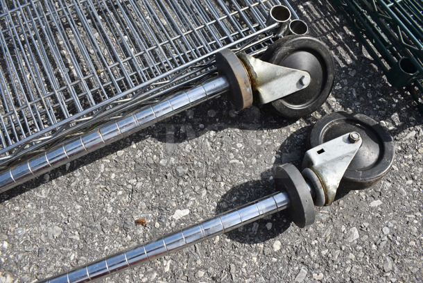 ALL ONE MONEY! Lot of 3 Chrome Finish Metro Style Shelves w/ 2 Poles on Commercial Casters. 48x18x1.5, 80" - Image 3 of 3
