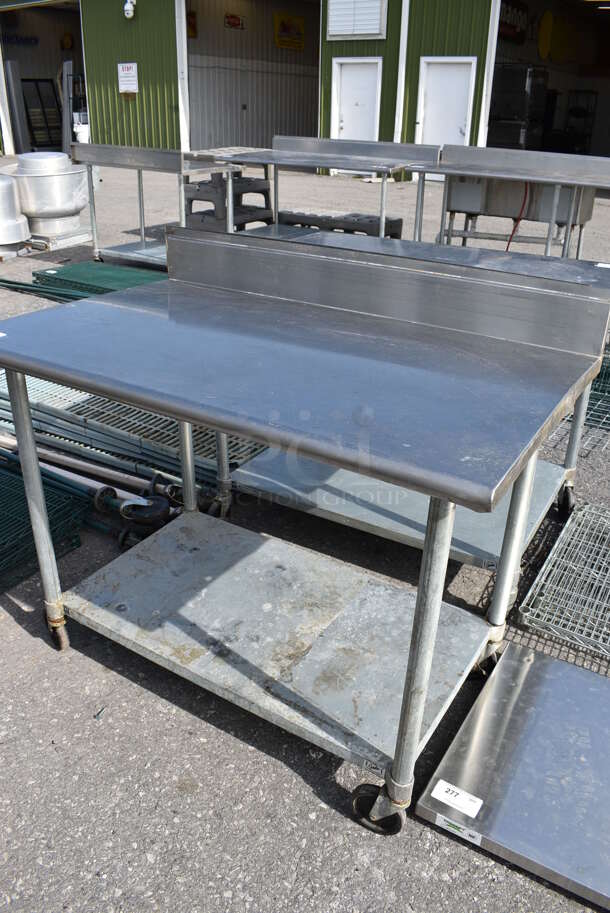 Stainless Steel Commercial Table w/ Backsplash and Undershelf on Commercial Casters. 48x30x42 - Image 2 of 4