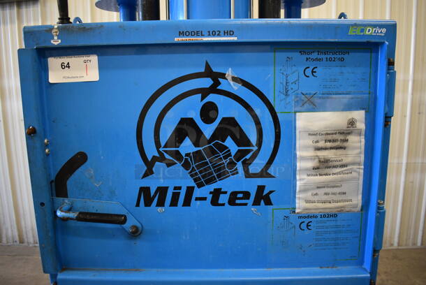 Mil-tek 102HD Blue Metal Commercial Floor Style Baler. 30x22x89 - Image 3 of 10