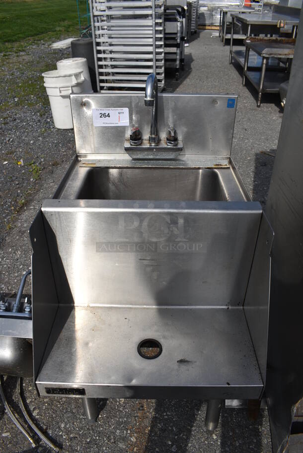 Stainless Steel Commercial Single Bay Sink w/ Faucet, Handles and Front Shelf. 18x24x40