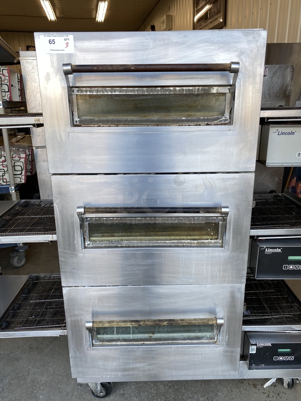 3 GORGEOUS! Lincoln Impinger Model 1132-002-U-K1841 Stainless Steel Commercial Electric Powered Conveyor Pizza Oven on Commercial Casters. 120/208 Volts, 3 Phase. 70x40x62. 3 Times Your Bid! - Image 11 of 12