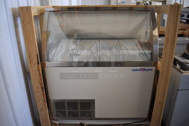 BRAND NEW! Global Refrigeration Model CKDC47VBR-AW Metal Commercial Floor Style Ice Cream Dipping Cabinet. 115 Volts, 1 Phase. 47x32x53. Tested and Working!