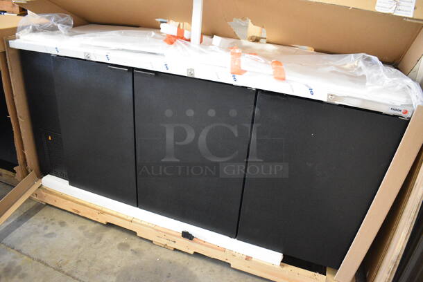 BRAND NEW! 2018 Fagor Model FBB79 Stainless Steel Commercial 3 Door Back Bar Cooler w/ Poly Coated Racks. 115 Volts, 1 Phase. 80x29x37.5. Tested and Working! - Image 3 of 9