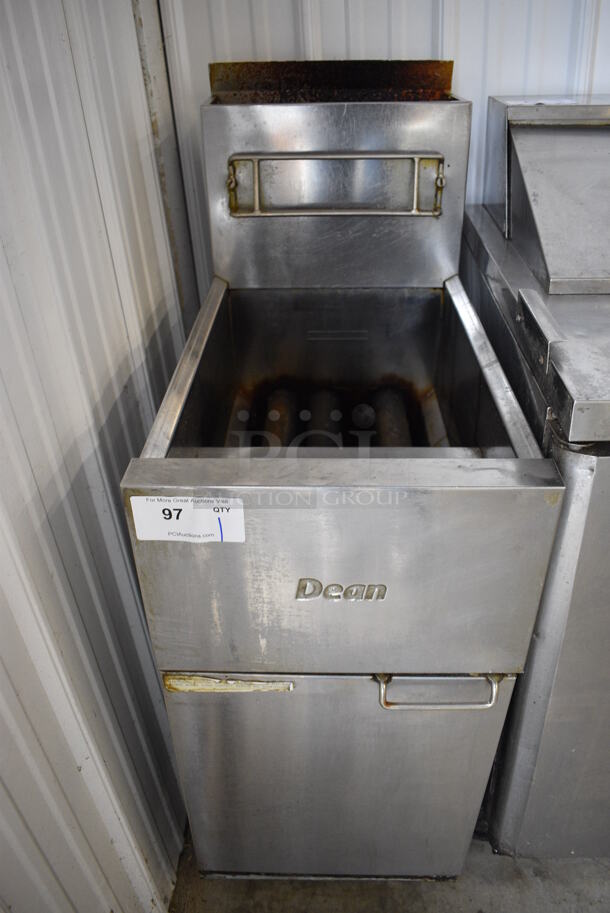 NICE! 2010 Dean Model SR42GN Stainless Steel Commercial Floor Style Natural Gas Powered Deep Fat Fryer. 105,000 BTU. 15.5x30x47