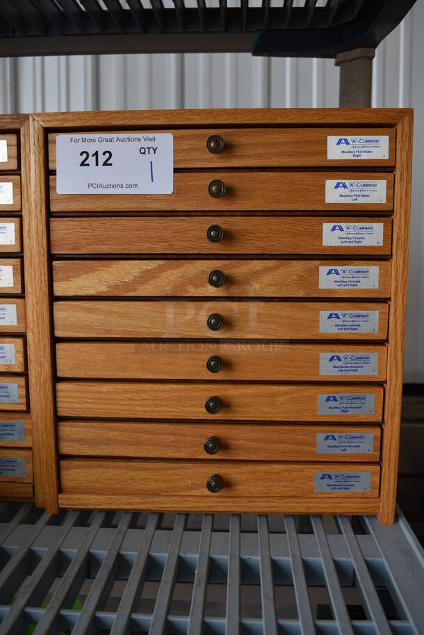 Wooden Display Case of Maxillary Tooth Bands. 13x8.5x14.5