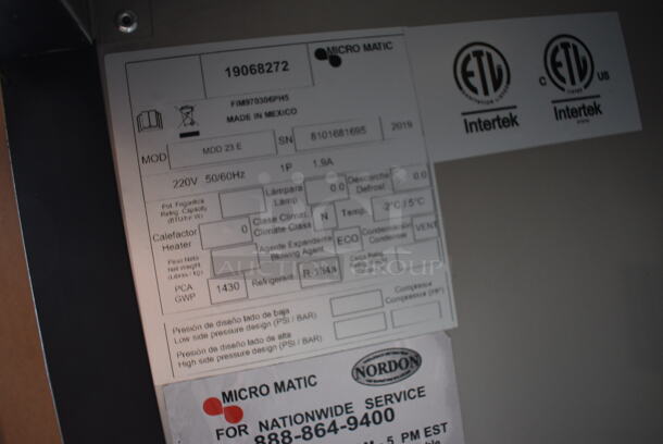 BRAND NEW! 2019 Micro Matic Model MDD 23 E Stainless Steel Commercial Direct Draw Kegerator. 220 Volts, 1 Phase. 25x28x37 - Image 9 of 10