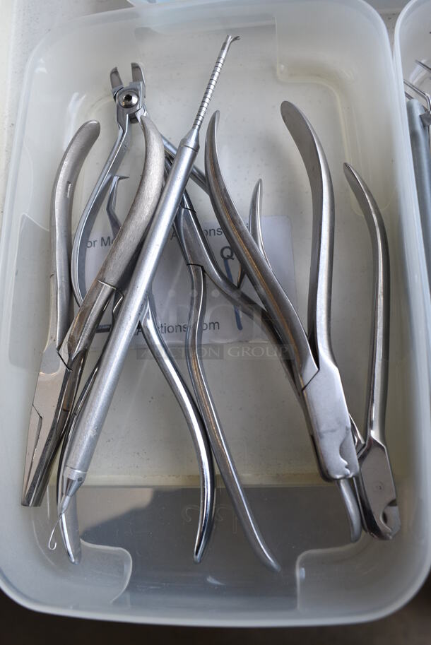 3 Poly Bins of Dental Tools Including Pliers and Probes. 8.5x5x2.5 and 8.5x5x1.5. 3 Times Your Bid! - Image 2 of 5