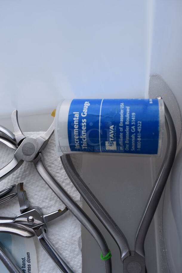 3 Poly Containers with Various Dental Tools. Includes Distal End Cutters, Bracket and Band Removing Pliers and Hemostats. 8x14x6. 3 Times Your Bid! - Image 4 of 6