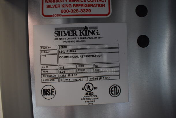 BRAND NEW! Silver King Model SKR48 Stainless Steel Commercial 2 Door Undercounter Cooler. 115 Volts, 1 Phase. 48x31x29. Tested and Working! - Image 8 of 12