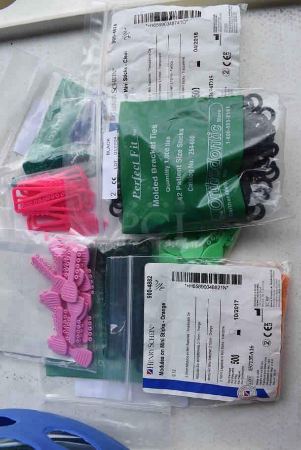 ALL ONE MONEY!  Lot of Various Items Including Ploy Tubes, Molder Bracket Ties and Extraoral Cheek Retractors in Blue Poly Bin. 11x12x9 - Image 3 of 7