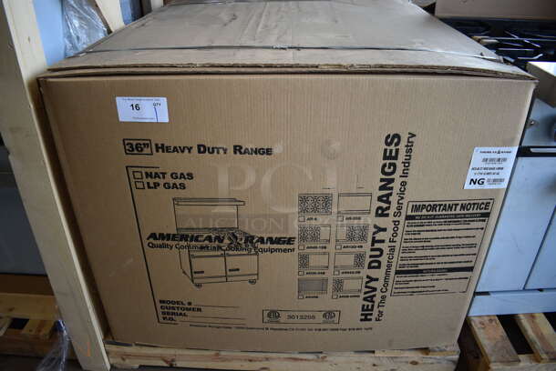 BRAND NEW! American Range Model AR30-4B Stainless Steel Commercial Propane Gas Powered 4 Burner Range w/ Oven. Comes w/ Stainless Steel Backsplash and Overshelf. 30x32x30 - Image 3 of 6