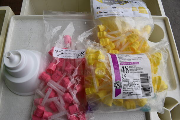 ALL ONE MONEY! Lot of Various Items Including Intra-Oral Tip Mixers in Green Poly Bin. 11x12x9 - Image 4 of 5