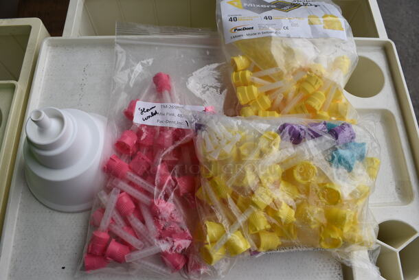 ALL ONE MONEY! Lot of Various Items Including Intra-Oral Tip Mixers in Green Poly Bin. 11x12x9 - Image 5 of 5