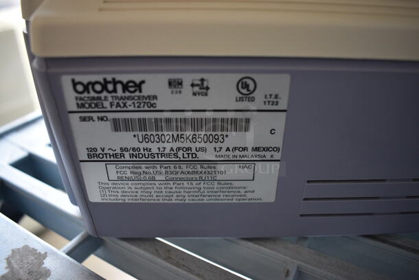 Brother Model FAX-1270c Intellifax Machine. 15x14x10 - Image 5 of 6