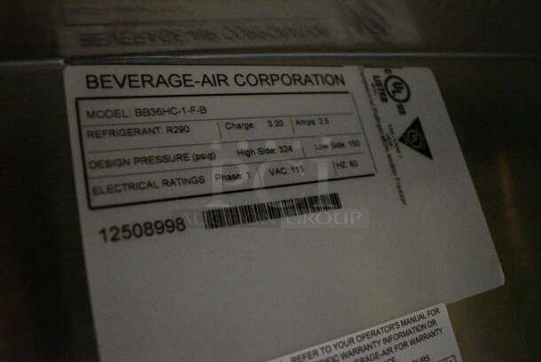 BRAND NEW! Beverage Air Model BB36HC-1-F-B Stainless Steel Commercial Single Door Back Bar Cooler. 115 Volts, 1 Phase. 36x23.5x34.5. Tested and Working! - Image 7 of 11